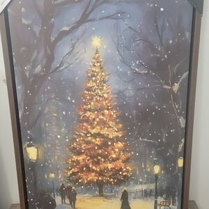 New Christmas Snowy Tree Light Up Canvas Wall Art Christmas Holiday Painting